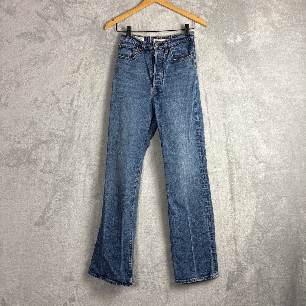 Levi's Jeans Ribcage Bootcut Size 27 Medium Wash Blue High Rise Button Fly Denim